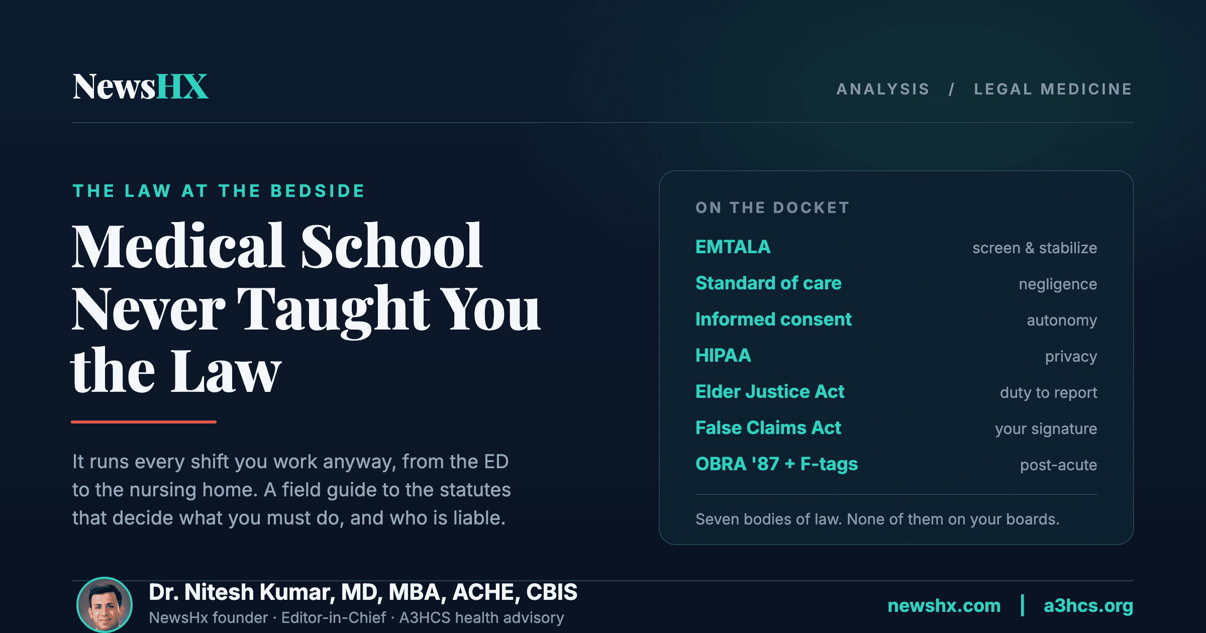 Medical School Never Taught You the Law. It Governs Every Shift You Work Anyway.