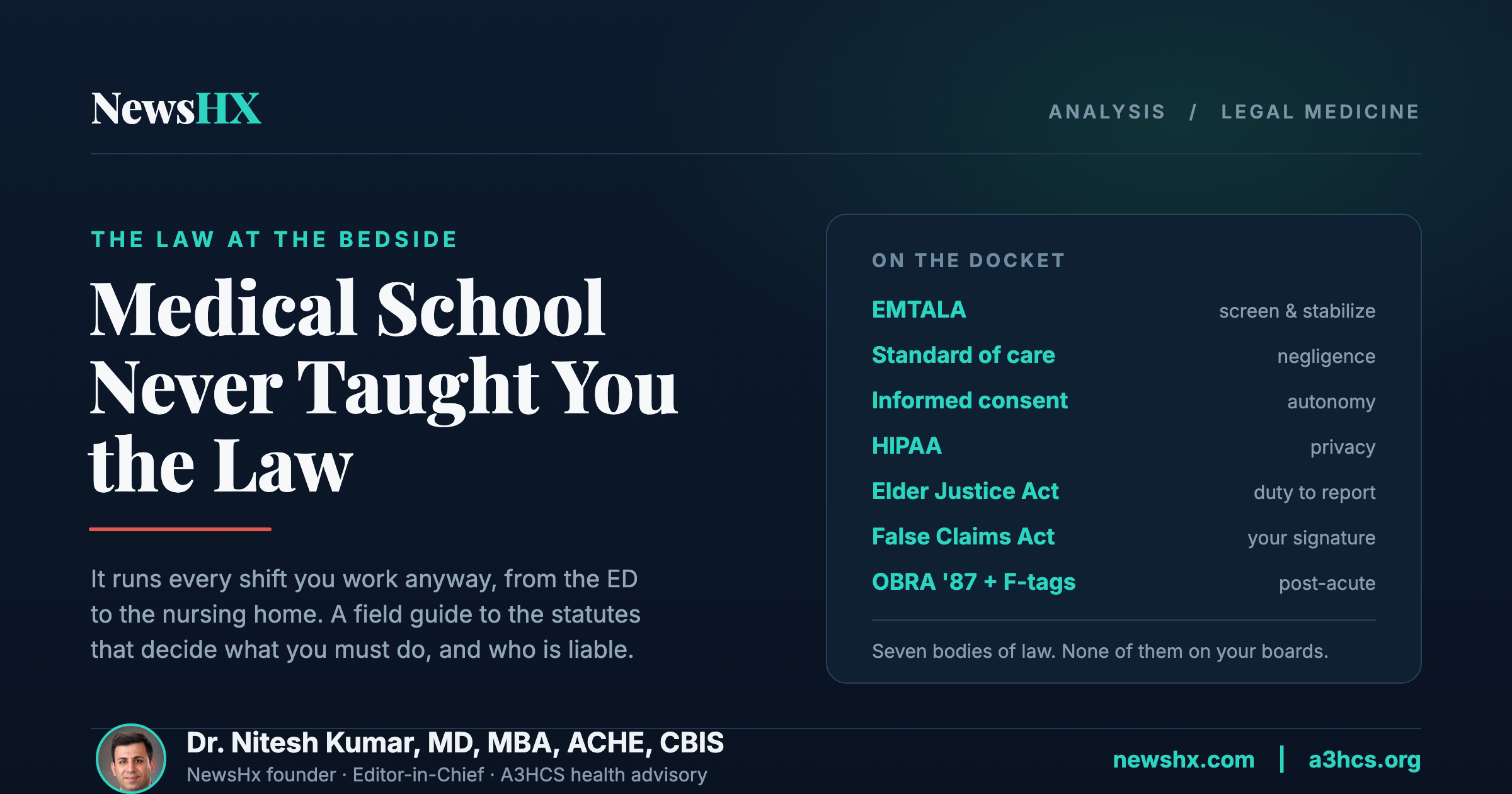 Medical School Never Taught You the Law. It Governs Every Shift You Work Anyway.