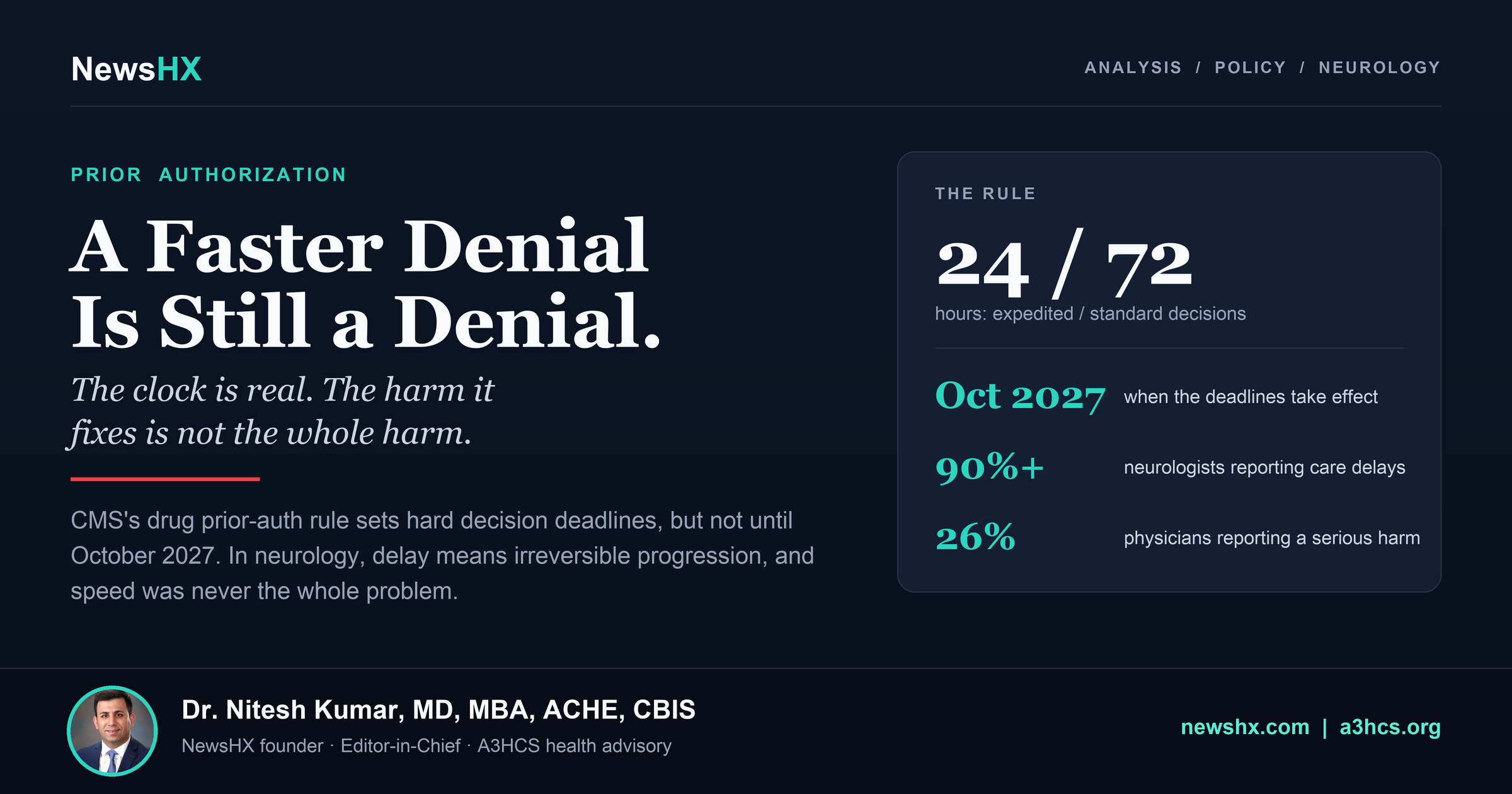 The CMS Prior Authorization Rule Will Make Denials Faster. In Neurology, Speed Was Never the Whole Problem.